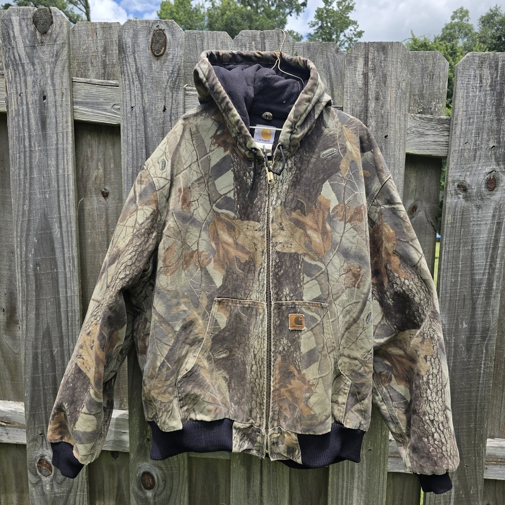 Carhartt Jacket Mens XLarge Camo Hooded Full Zip Quilted Insulated J143 CMO